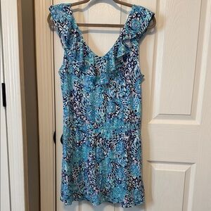 Lilly Pulitzer Blue Patterned Sleeveless Romper